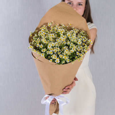 Букет из ромашек танацетумов в крафте 36302